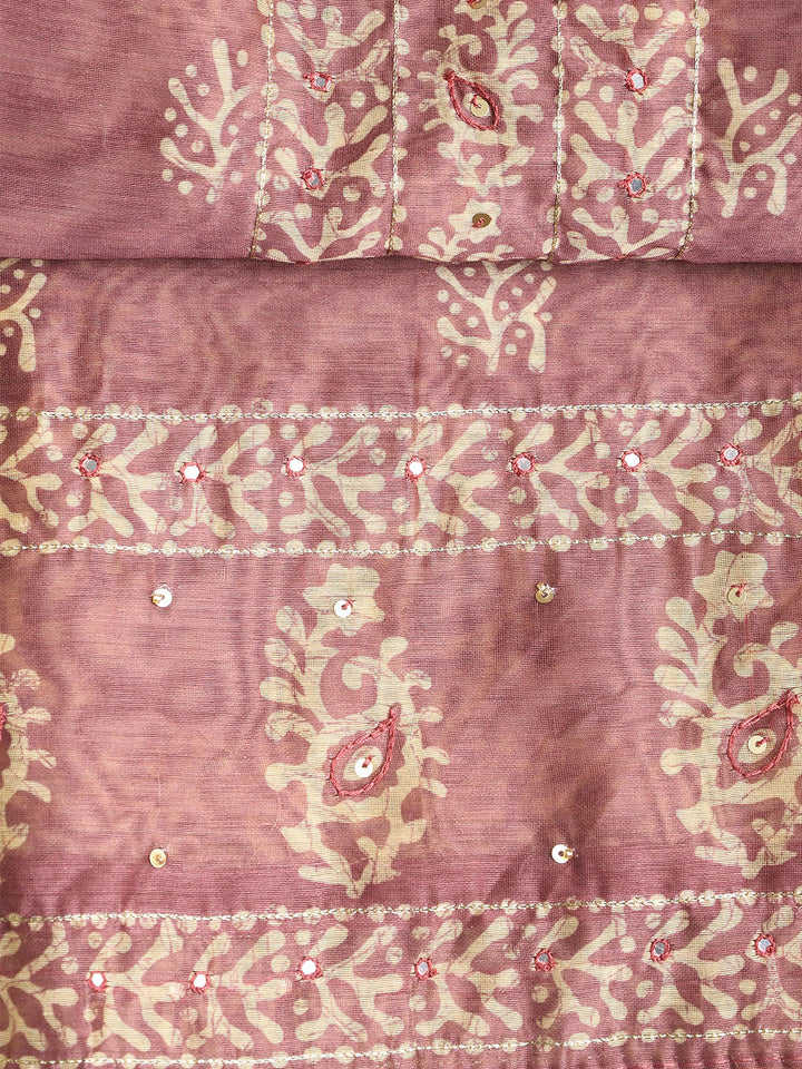 Embroidered Chanderi Unstitched Suit With Dupatta