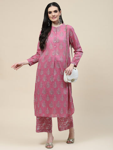 Printed Cotton Kurta With Pants