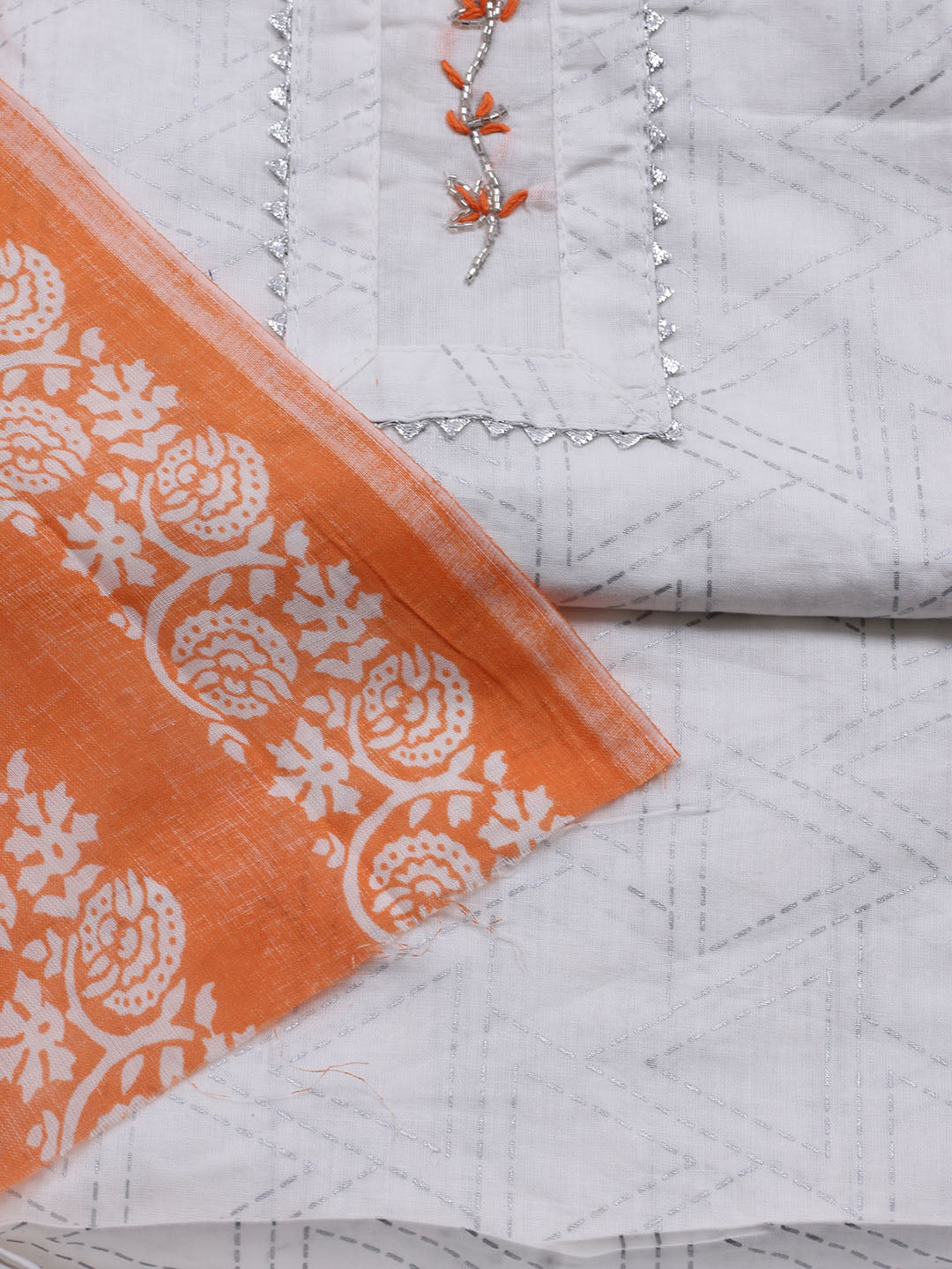 Printed Cotton Blend Unstitched Suit With Dupatta
