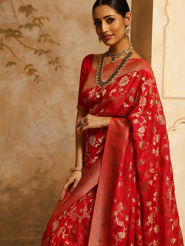 Zari Jaal & Swarovski Georgette Woven Saree