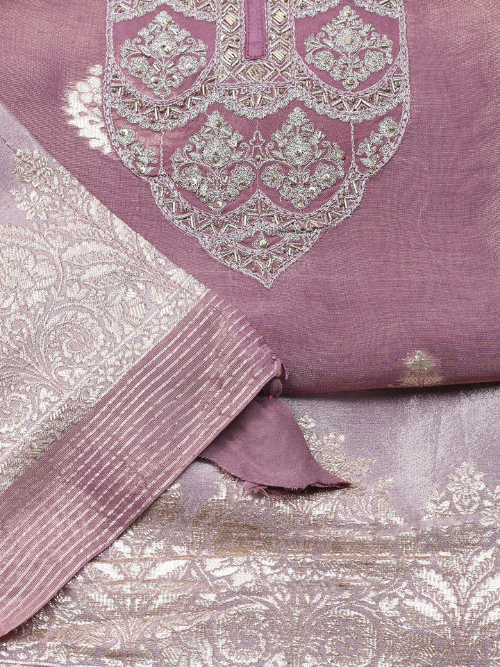 Embroidered Tissue Unstitched Suit With Dupatta