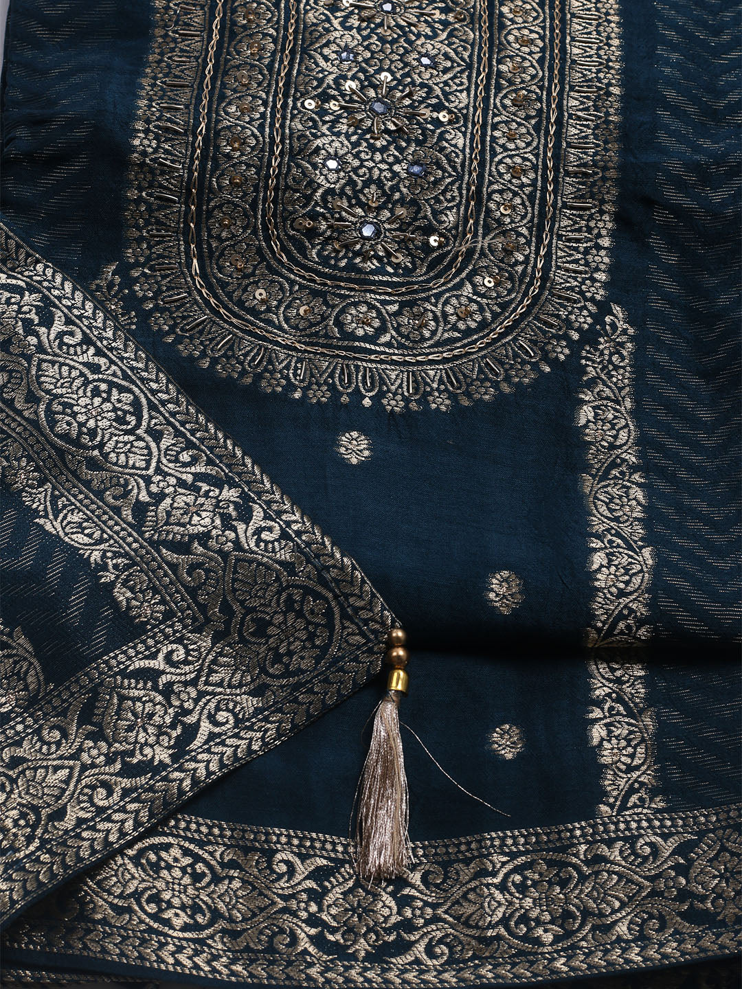 Woven Design Chanderi Unstitched Suit With Dupatta