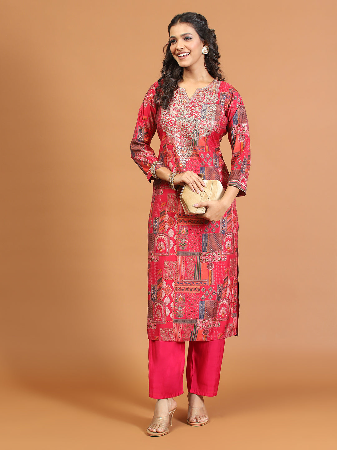 Digital Printed Muslin Kurta With Pants