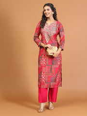 Digital Printed Muslin Kurta With Pants