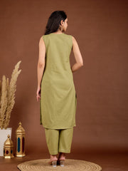 Plain Cotton Blend Shirt With Pant