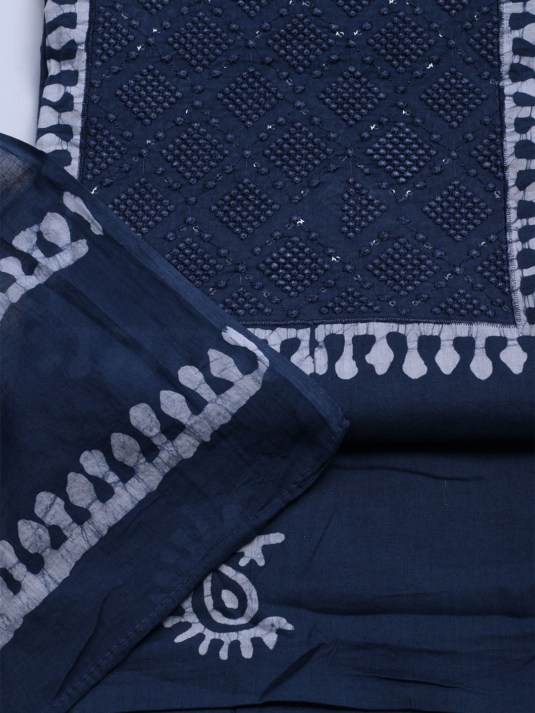 Printed Cotton Blend Unstitched Kurta With Pant &amp; Dupatta