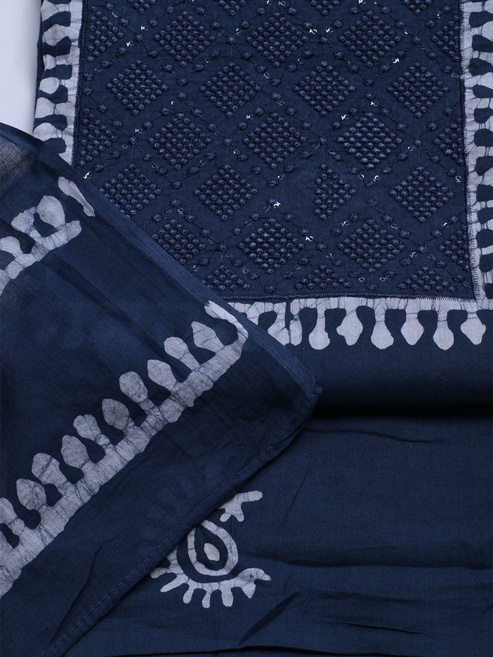 Printed Cotton Blend Unstitched Kurta With Pant &amp; Dupatta