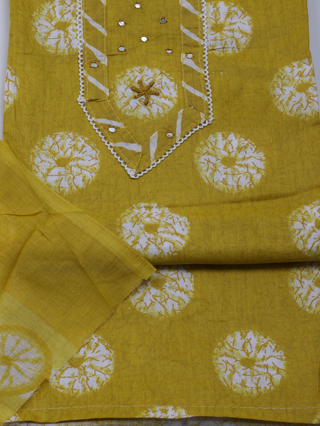 Printed Cotton Blend Unstitched Suit With Dupatta