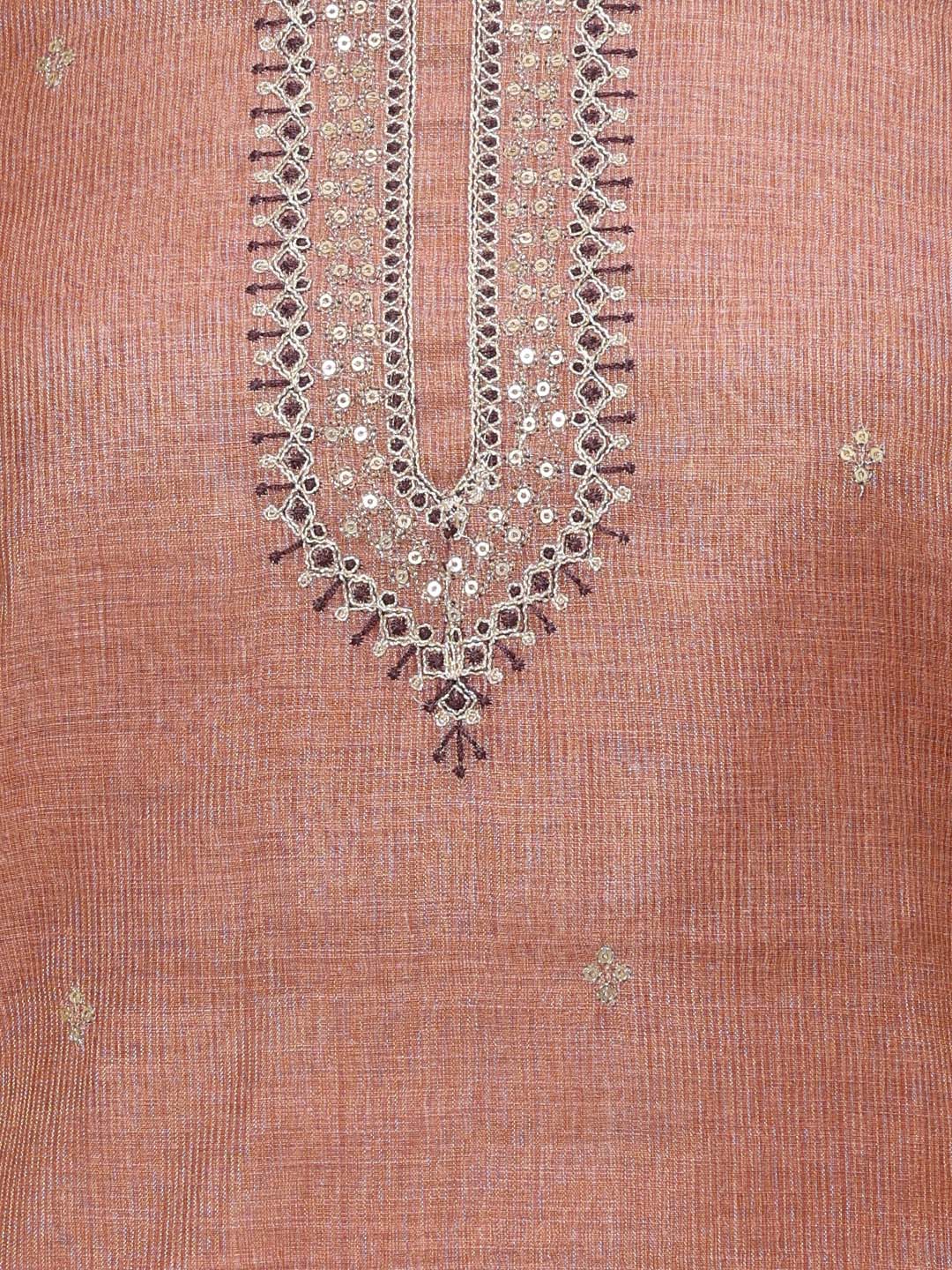 Neck Embroidery Tissue Unstitched Suit Piece With Dupatta