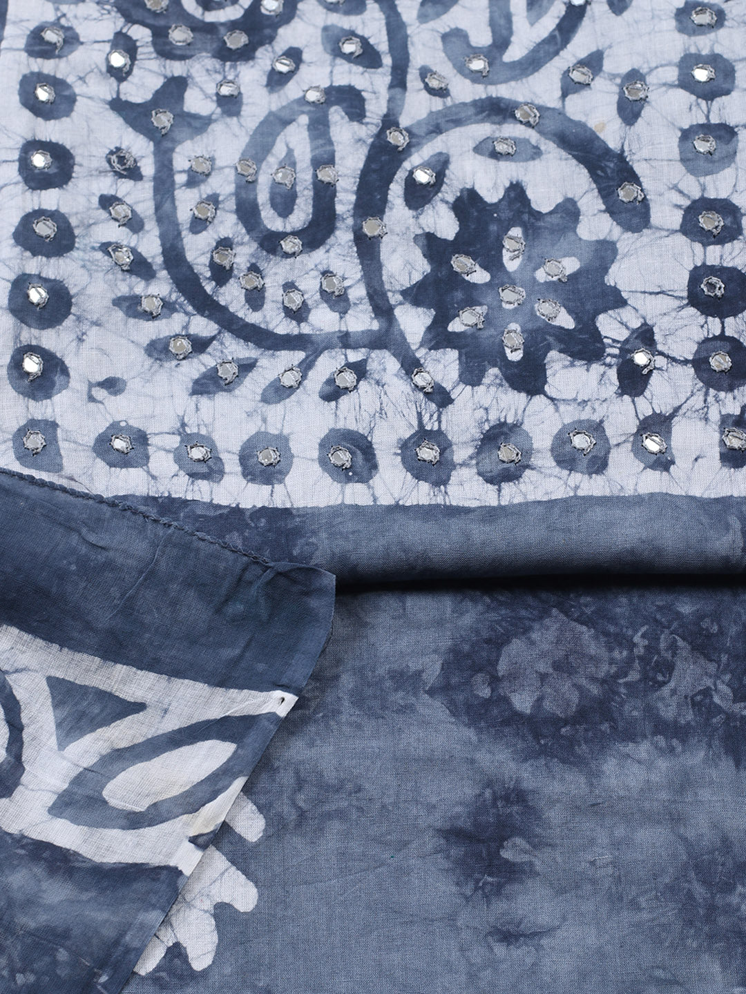 Embroidered Cotton Blend Unstitched Suit With Pant &amp; Dupatta