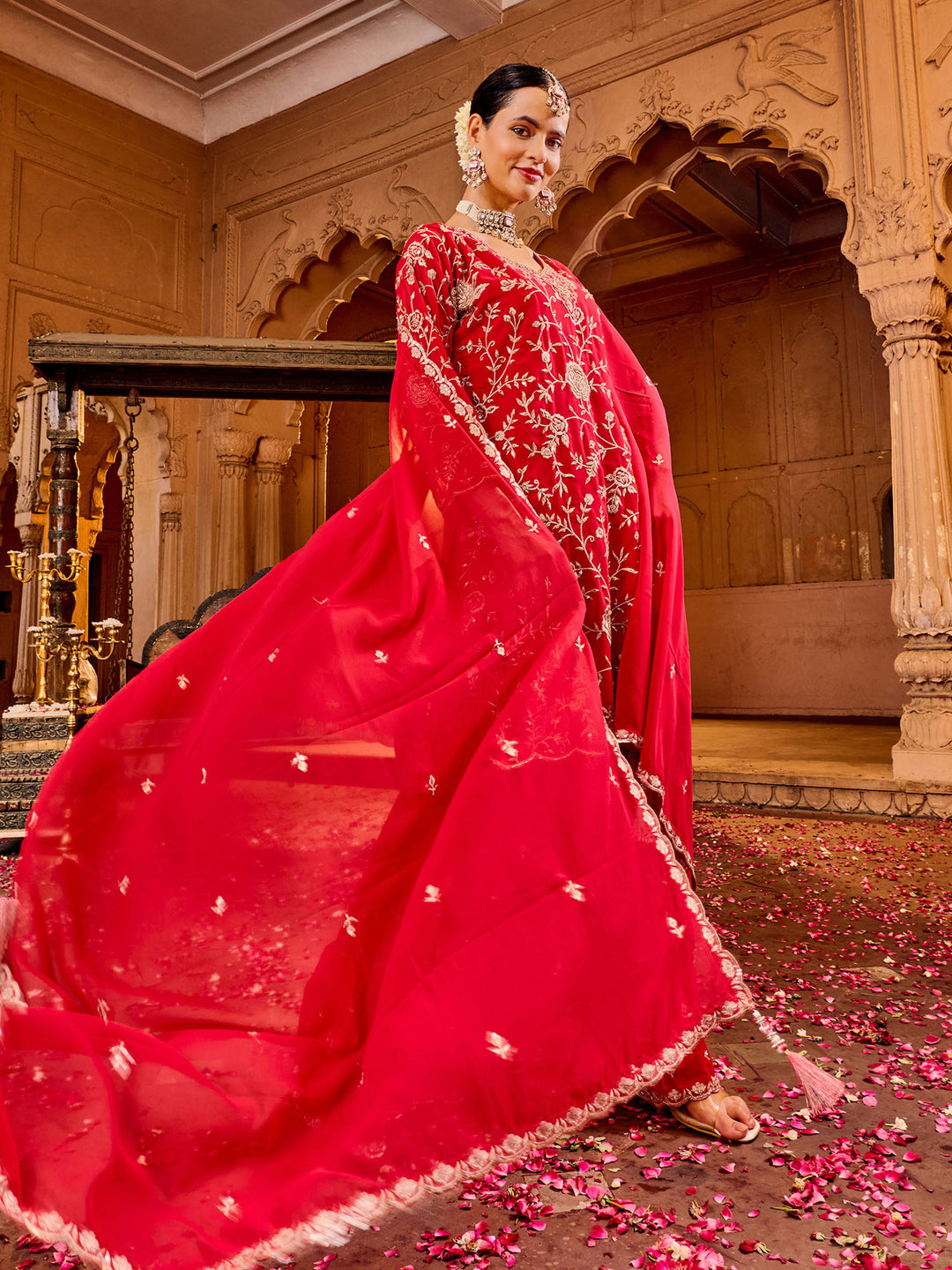 Rani Georgette Kurta With Pant &amp; Dupatta
