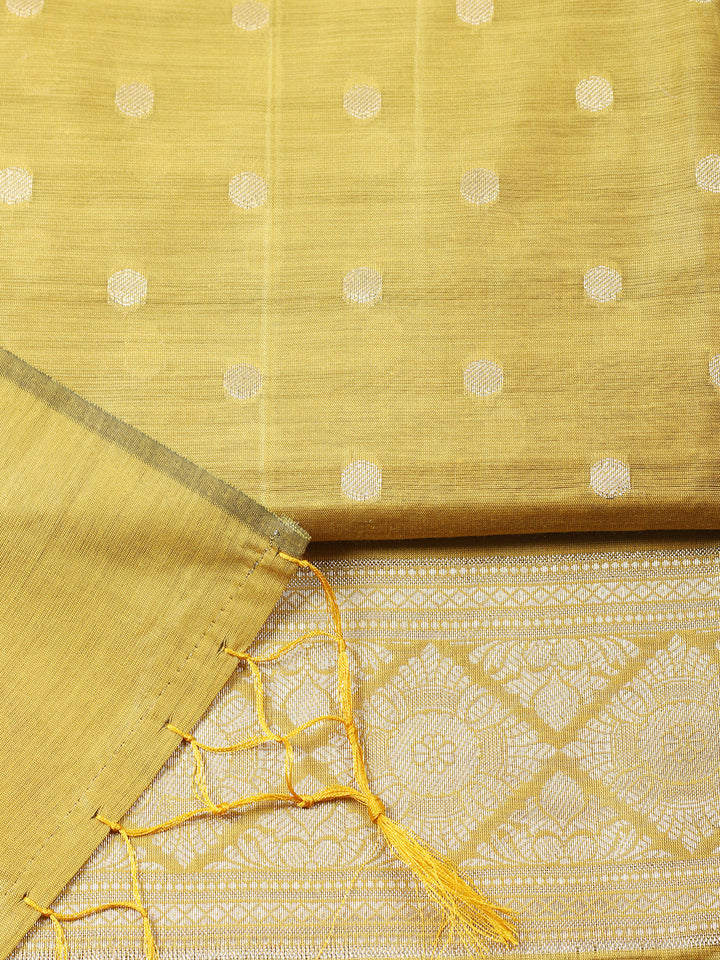 Woven Design Chanderi Unstitched Suit With Pant &amp; Dupatta