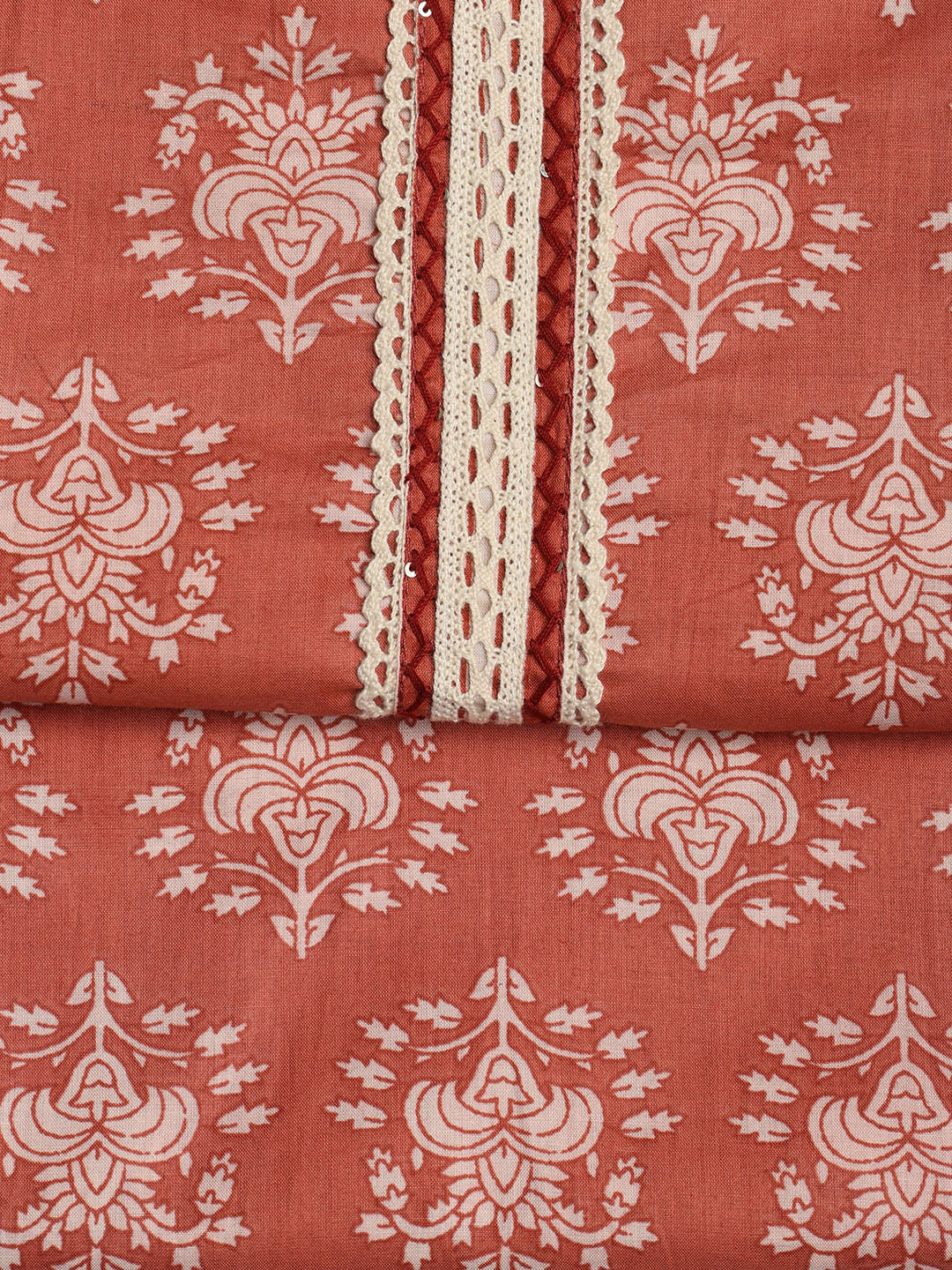 Patch Neck Cotton Blend Unstitched Suit With Dupatta