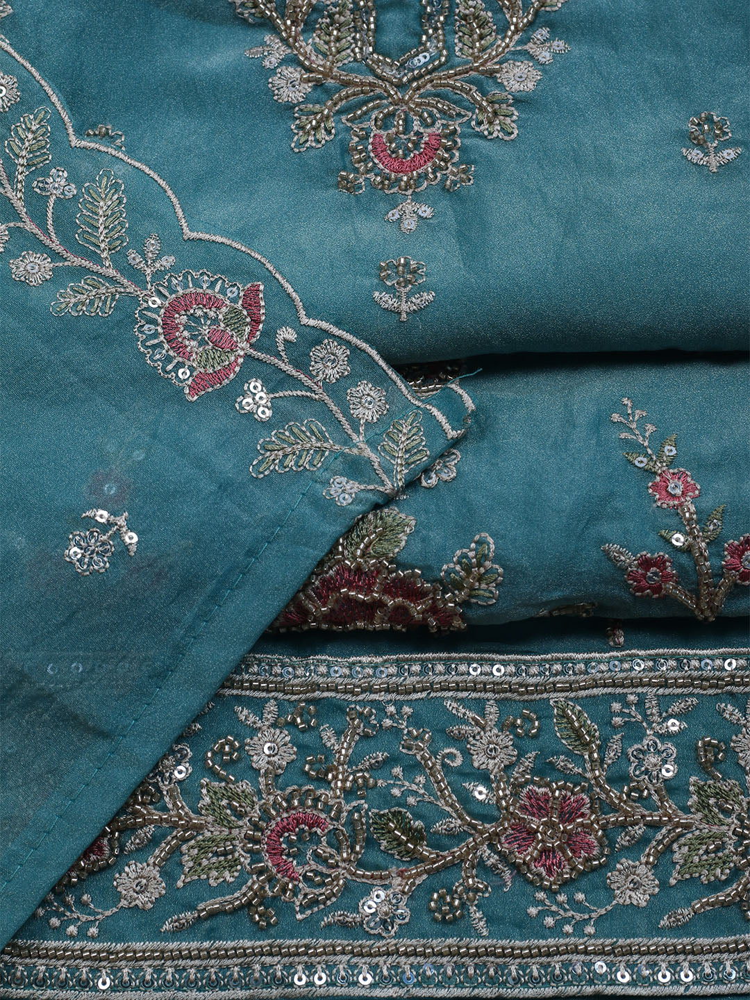 Embroidered Tissue Unstitched Suit With Dupatta