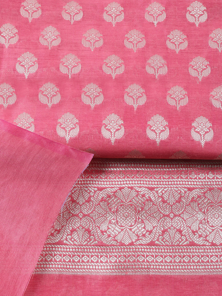 Banarasi Chanderi Unstitched Suit With Pant &amp; Dupatta
