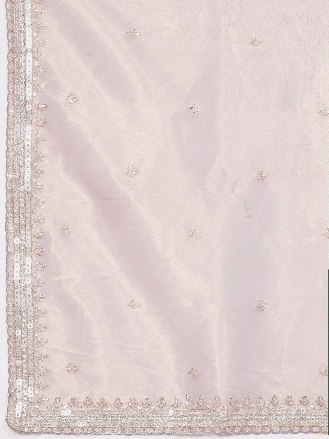 Stone &amp; Sequin Embroidered Tissue Saree