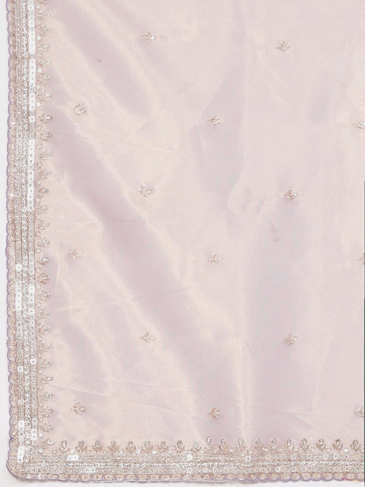 Stone &amp; Sequin Embroidered Tissue Saree