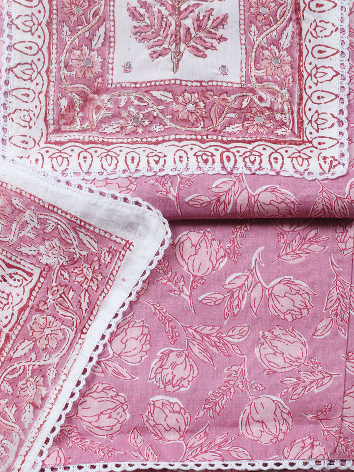 Embroidered Cotton Blend Unstitched Suit With Pant &amp; Dupatta