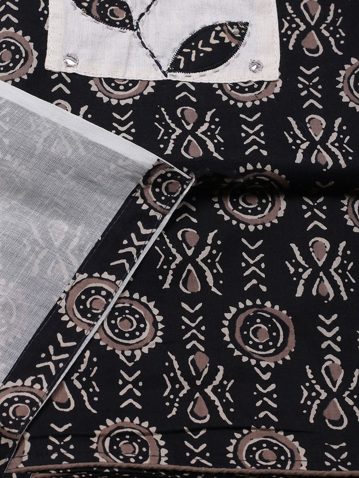 Printed Cotton Blend Unstitched Suit With Pant &amp; Dupatta