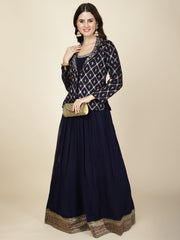 Embroidery Georgette Gown Dress With Jacket