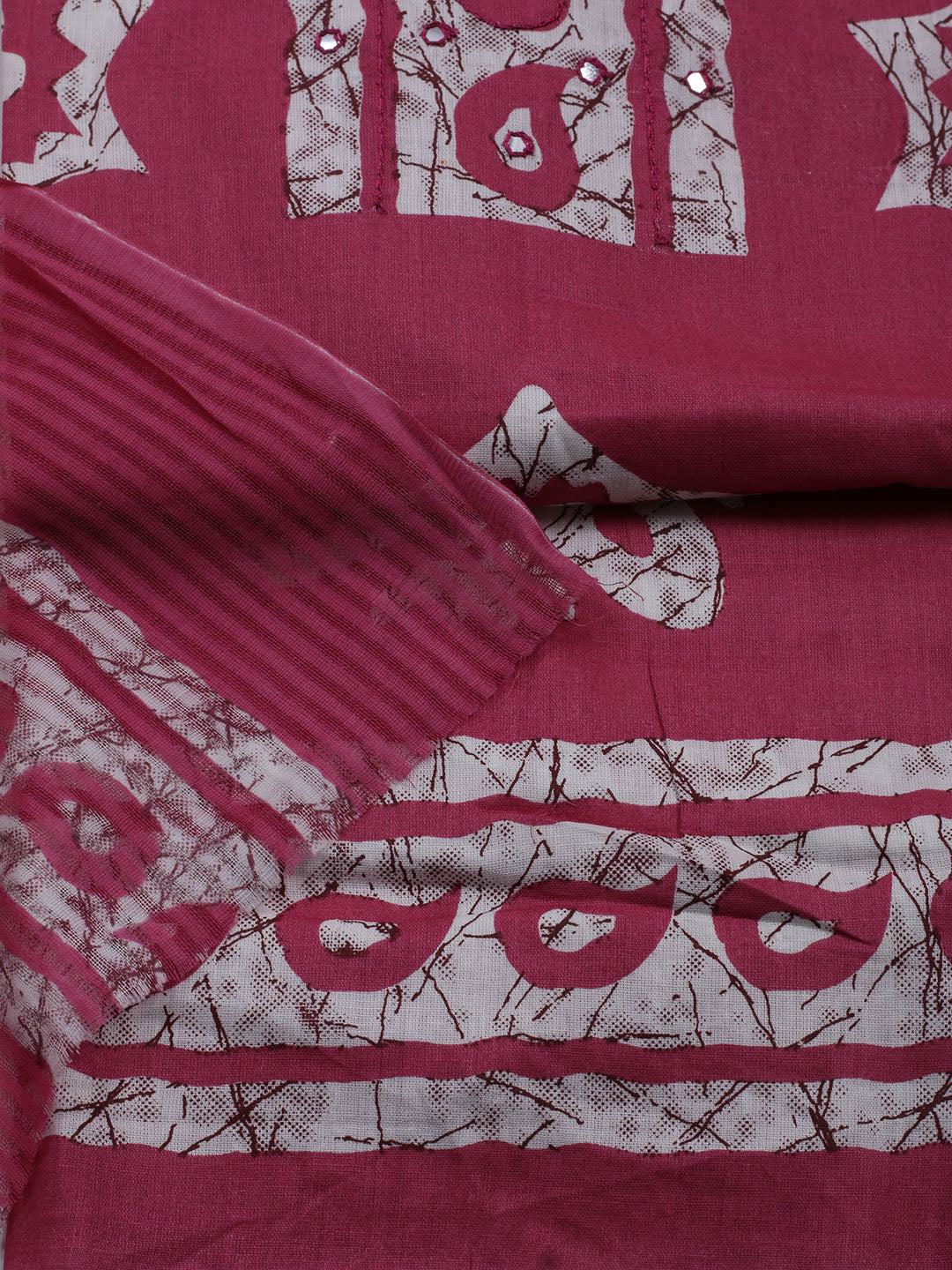 Printed Cotton Blend Unstitched Suit With Dupatta
