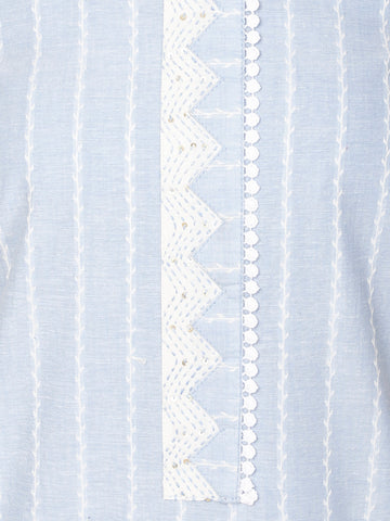 Stripes Woven Cotton Unstitched Suit Piece With Dupatta