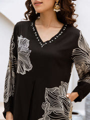 Printed Cotton Blend Kurta With Pants