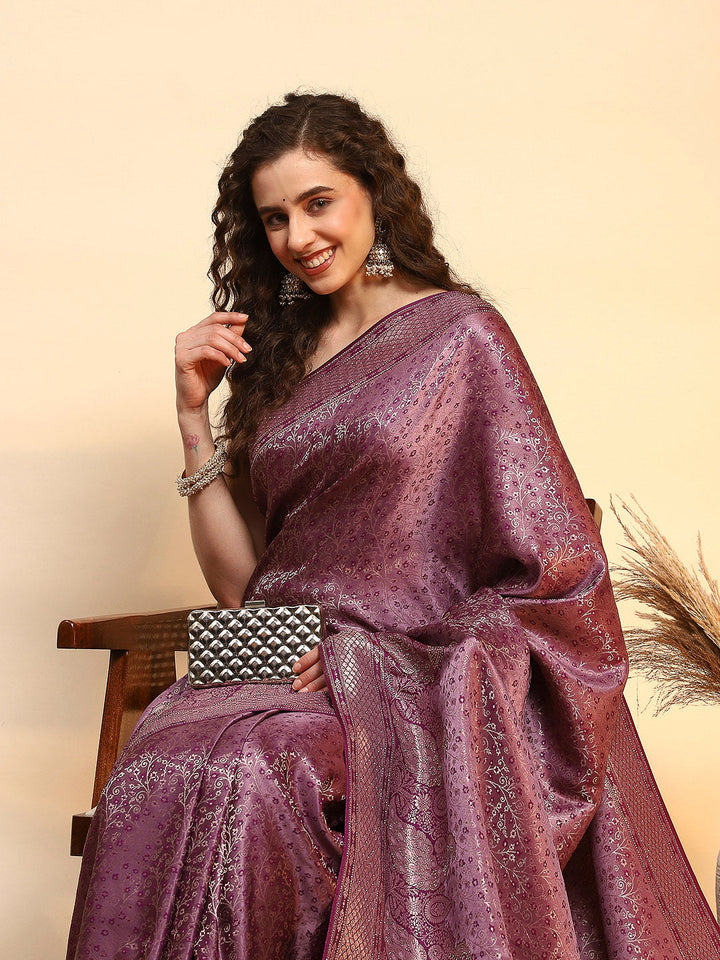 Embroidered Satin Saree
