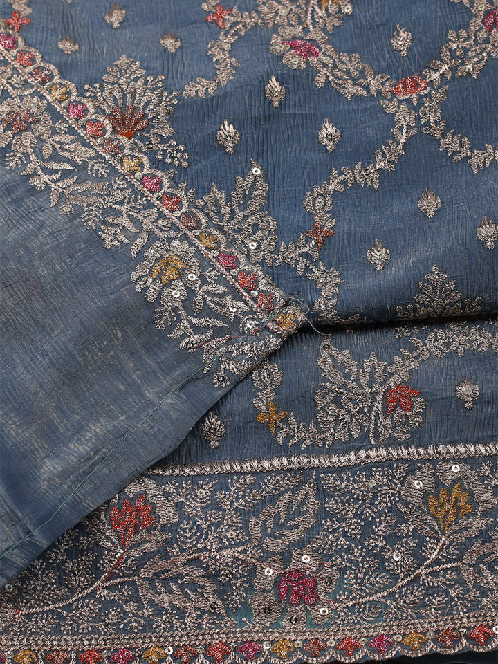 Woven Design Tissue Unstitched Suit With Dupatta