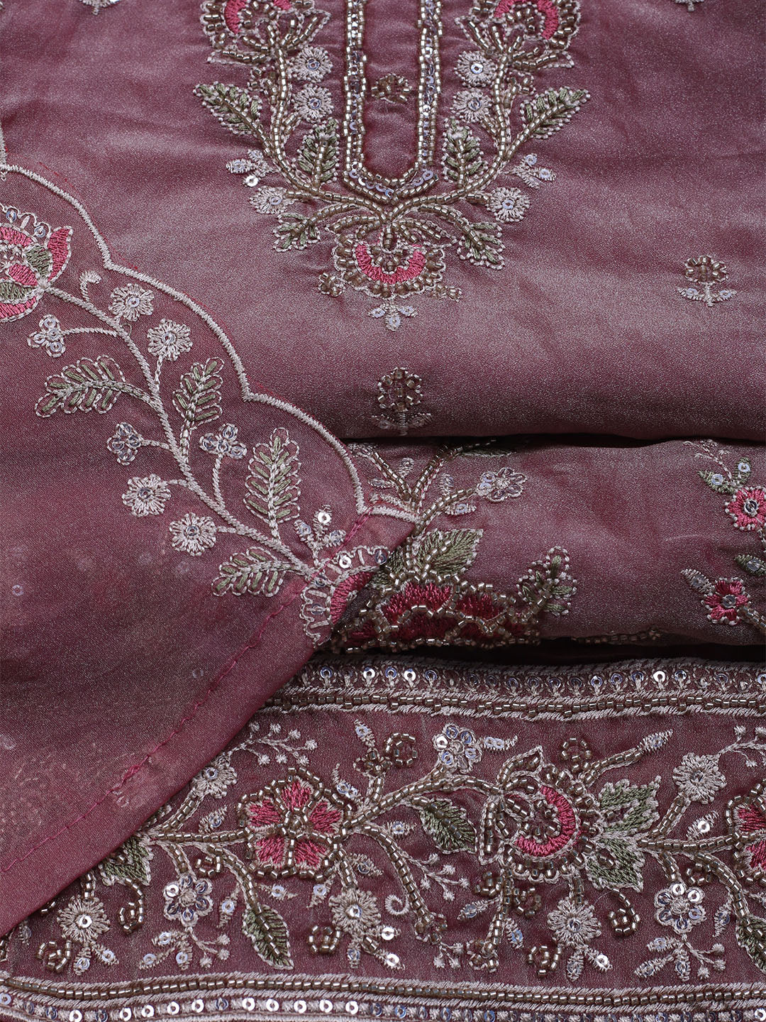 Embroidered Tissue Unstitched Suit With Dupatta