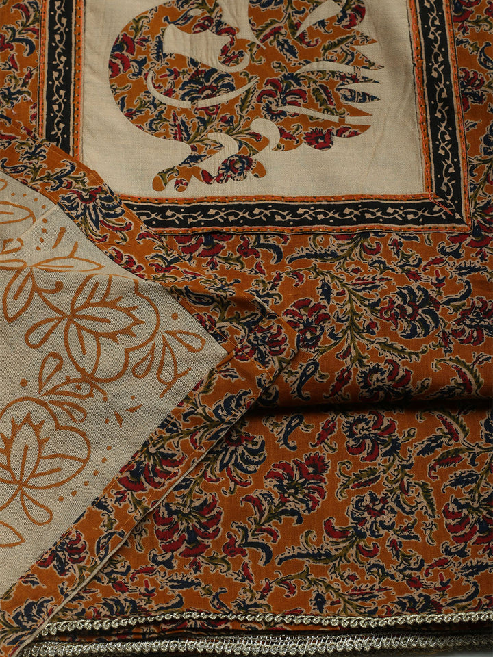 Printed Cotton Blend Unstitched Kurta With Pant &amp; Dupatta