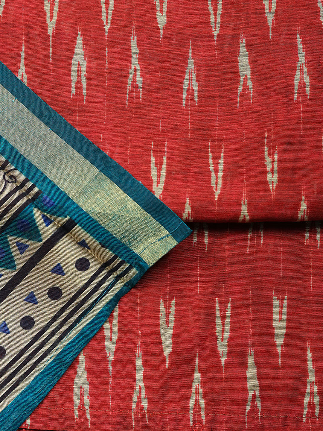 Printed Chanderi Unstitched Suit With Pant &amp; Dupatta
