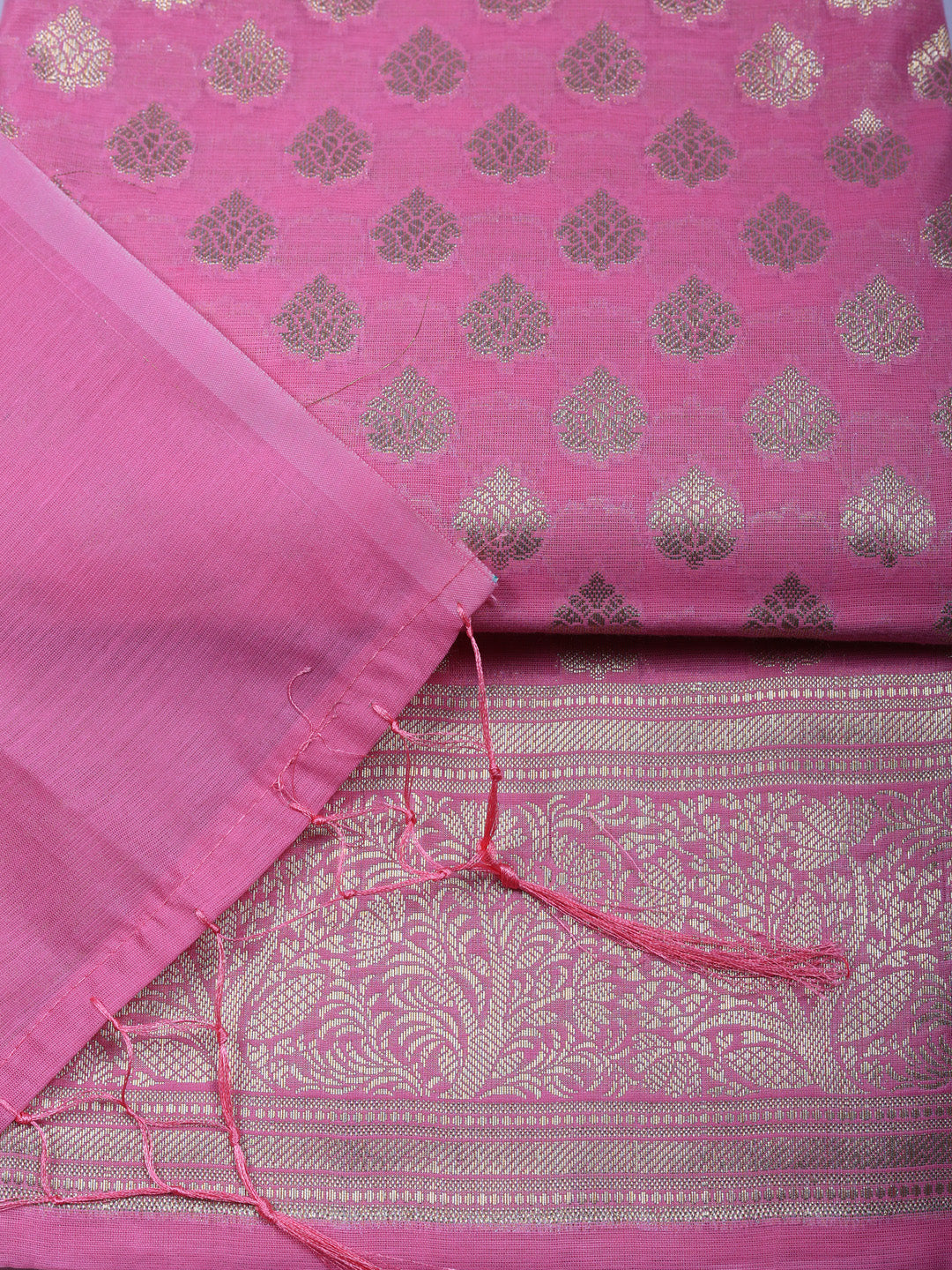 Woven Design Chanderi Unstitched Suit With Pant &amp; Dupatta