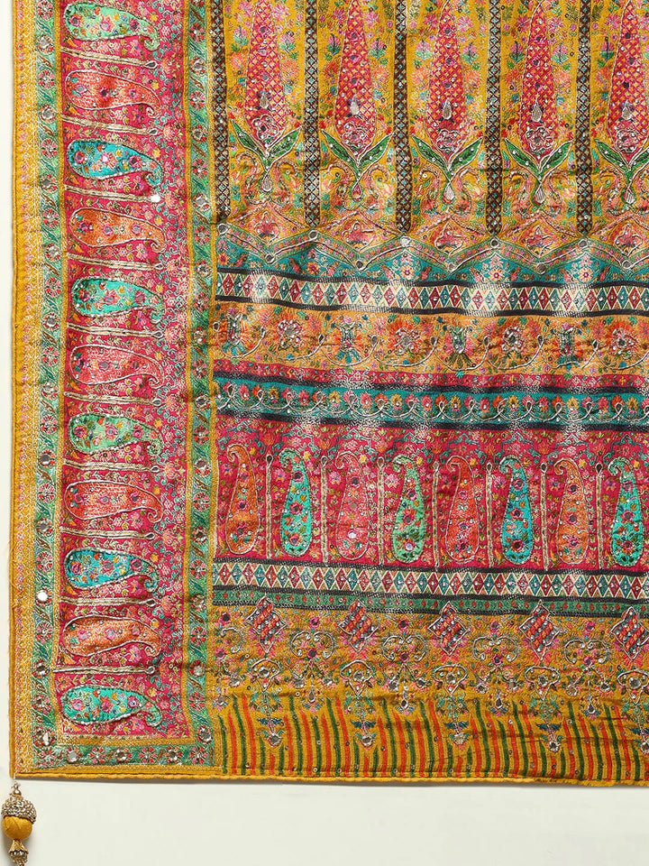 Floral Woven Embroidered Dola Silk Saree