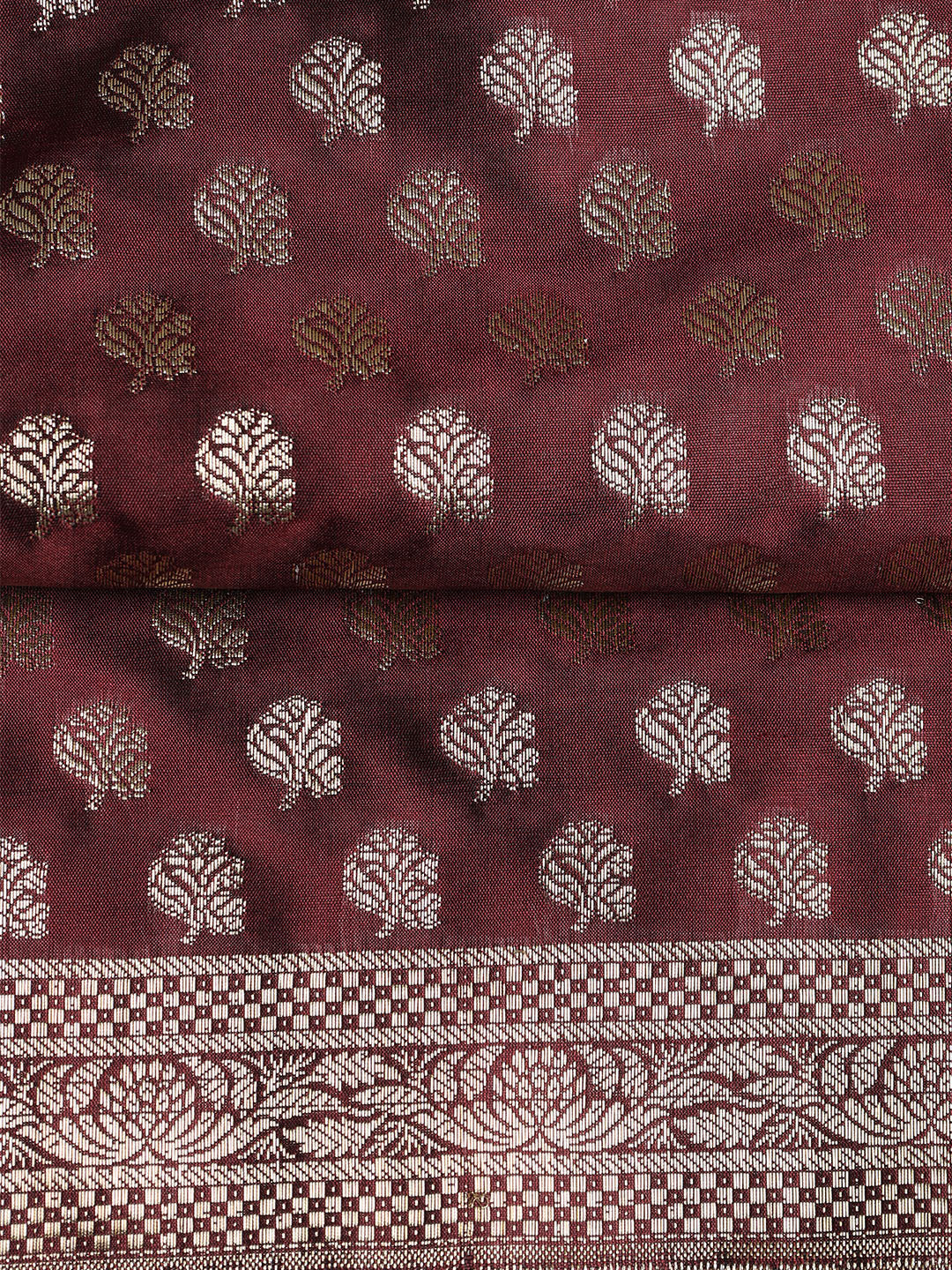 Woven Banarasi Chanderi Unstitched Suit With Dupatta