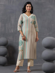 Printed Cotton Kurta With Pants & Dupatta