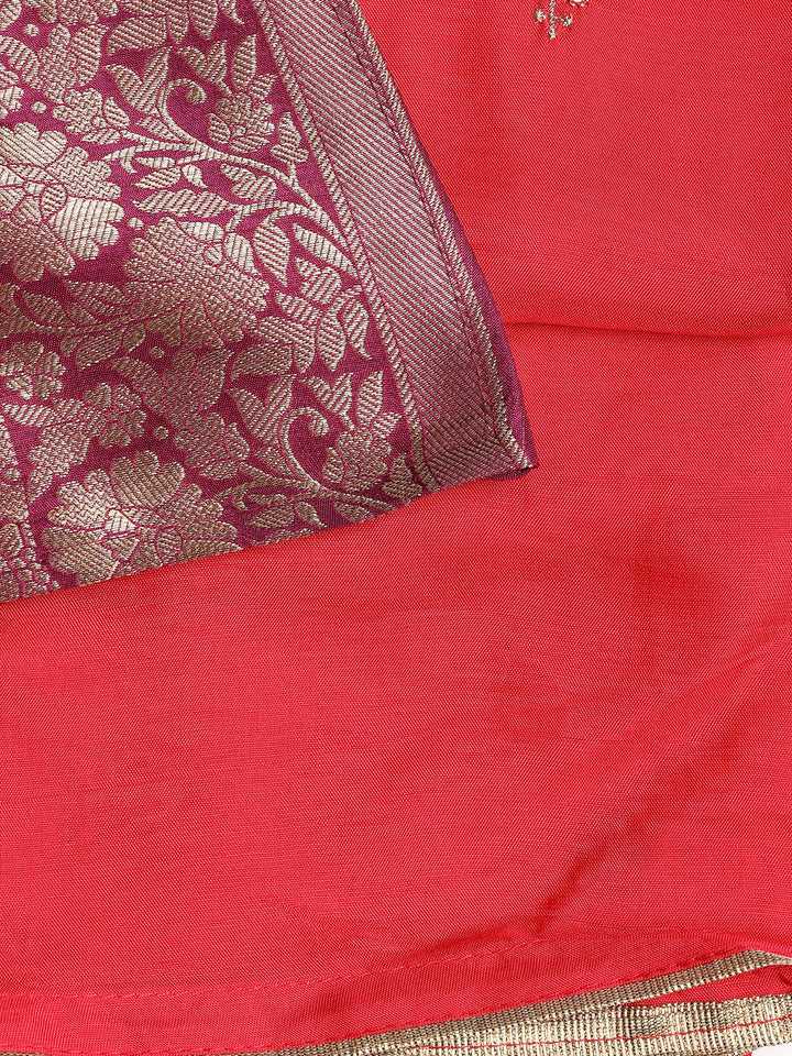 Embroidered Chanderi Unstitched Suit With Dupatta