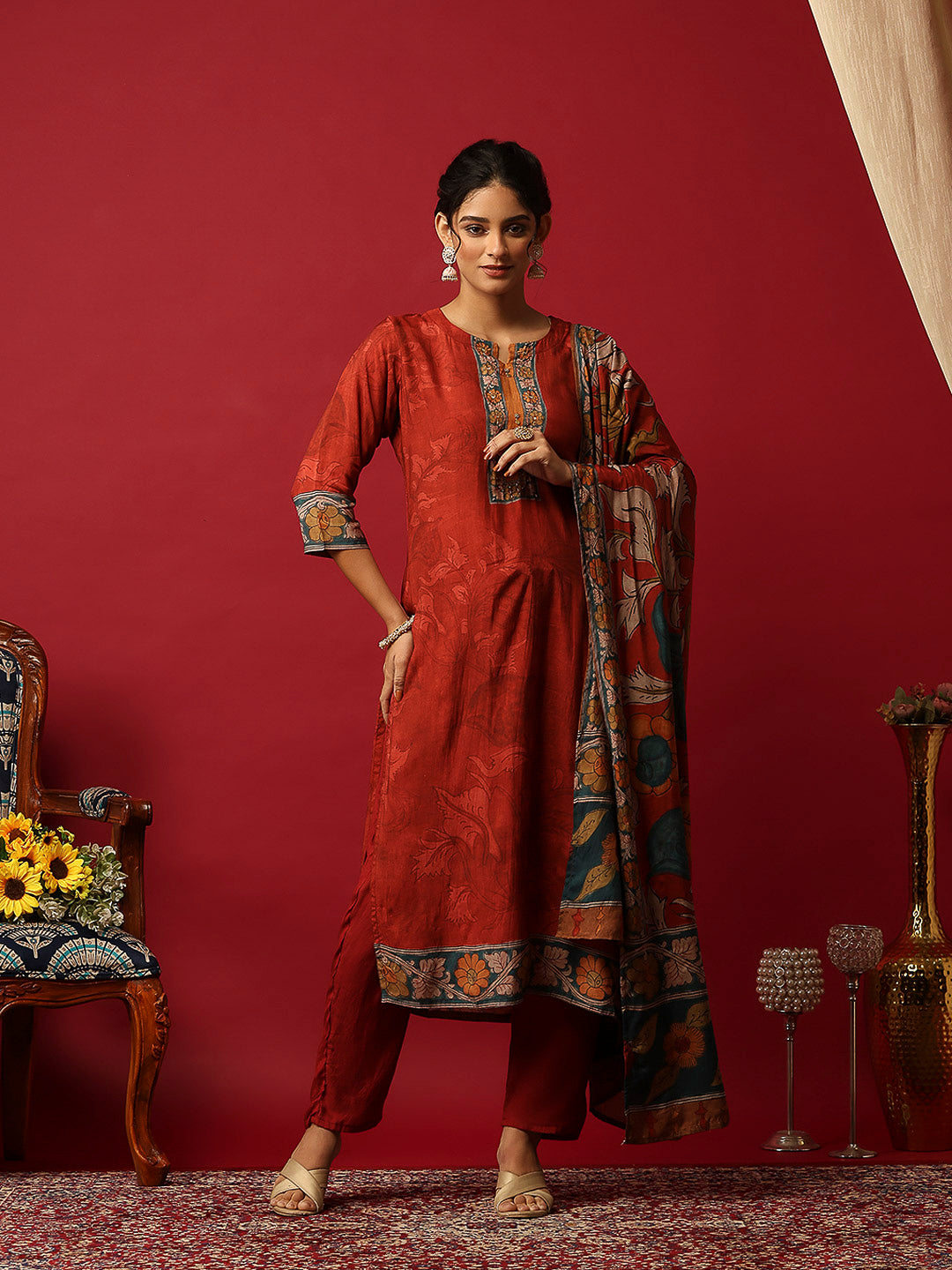Printed Muslin Kurta With Pant &amp; Dupatta