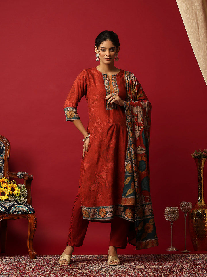 Printed Muslin Kurta With Pant &amp; Dupatta
