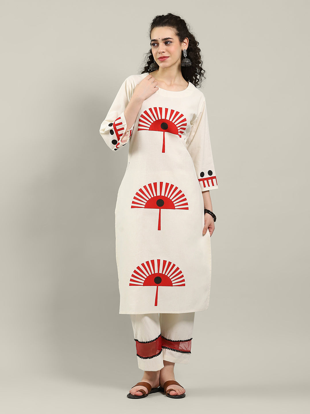 Printed Cotton Blend Kurta With Pants