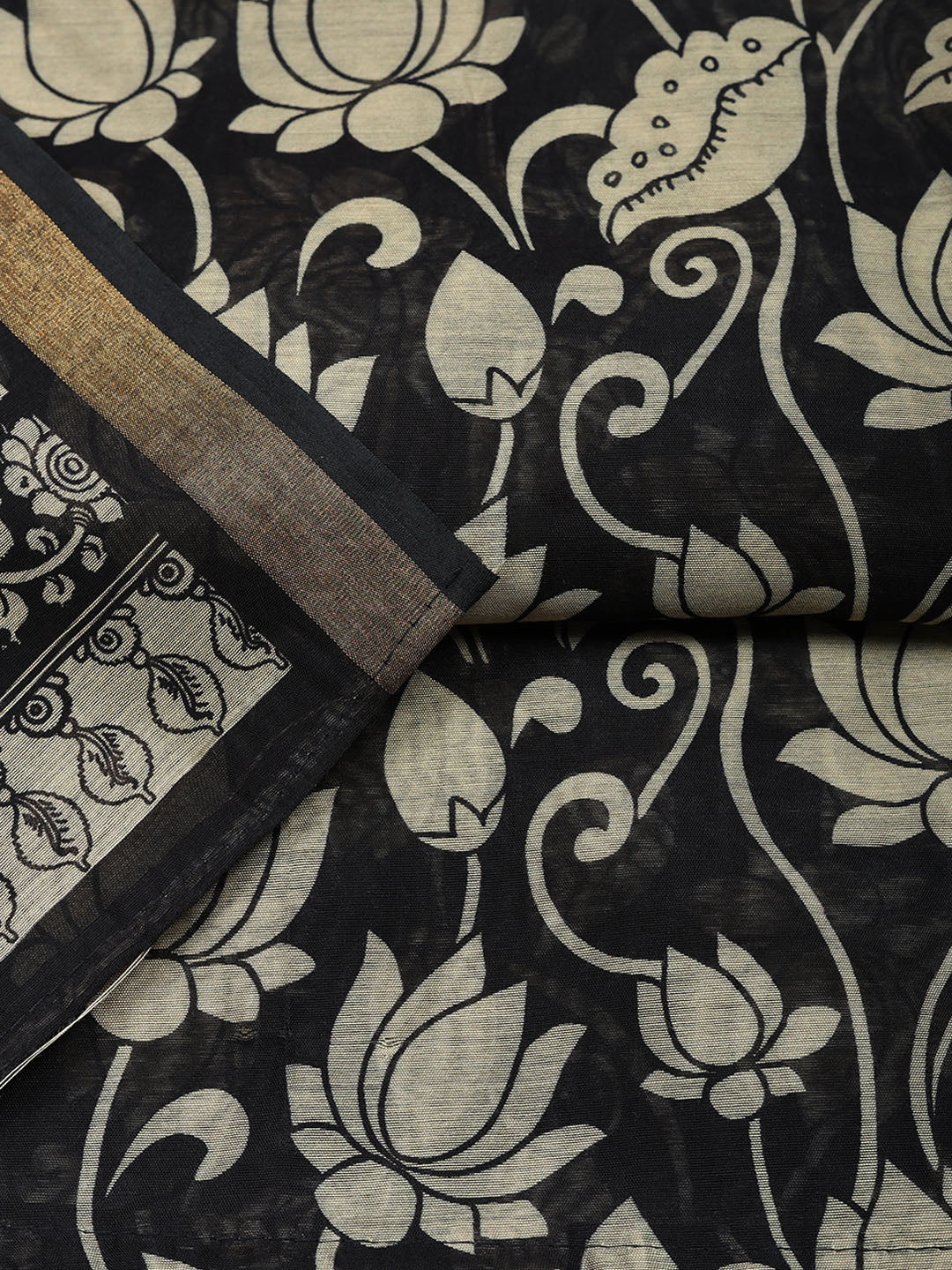 Printed Chanderi Unstitched Suit With Pant &amp; Dupatta