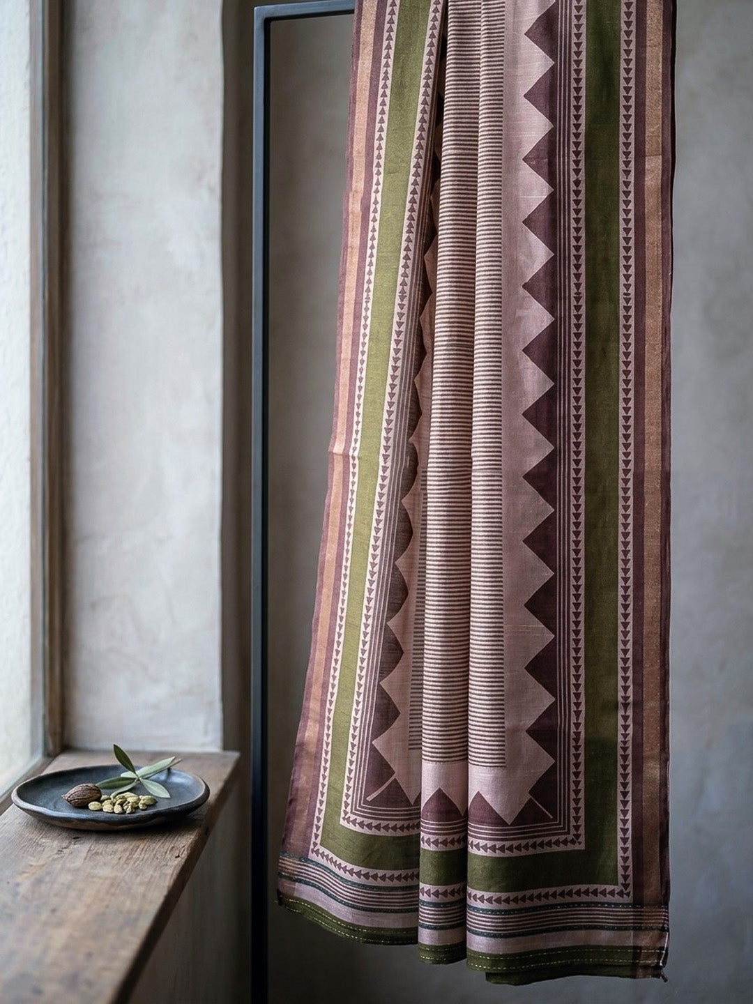 Printed Linen Blend Unstitched Suit With Pant &amp; Dupatta