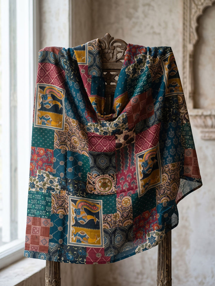 Black Printed Cotton Blend Kurta With Pant &amp; Dupatta