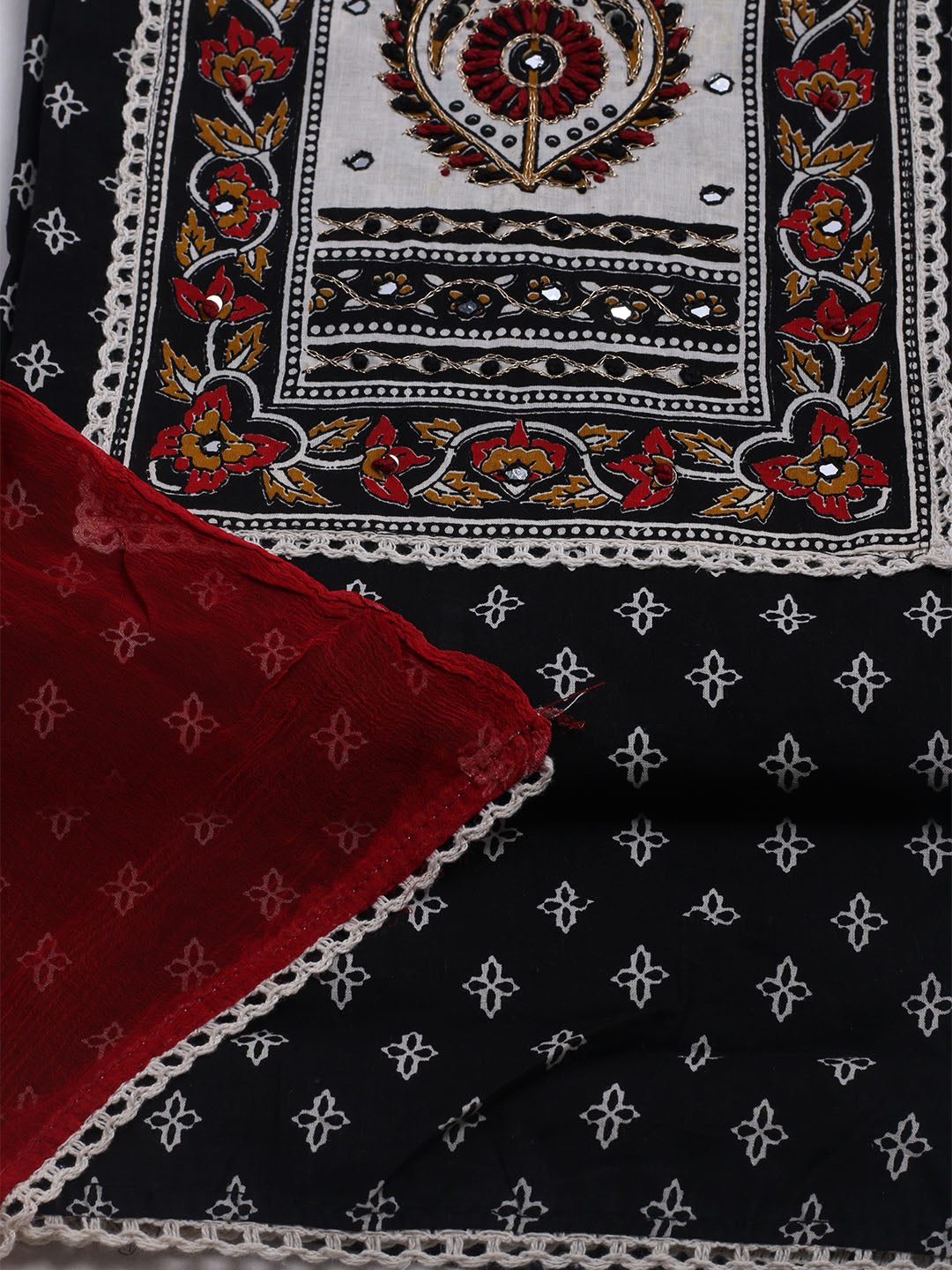 Embroidered Cotton Blend Unstitched Suit With Dupatta
