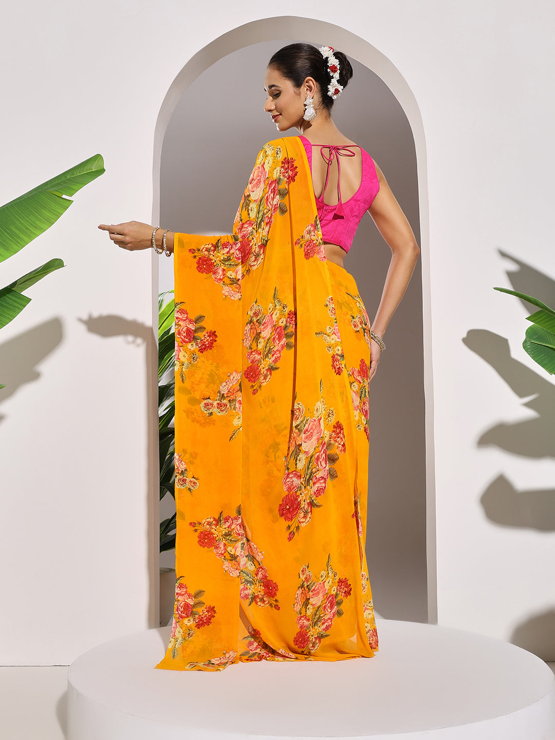 Floral Printed Georgette Saree