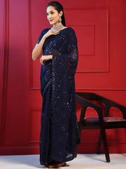 Sequin Embroidery Georgette Saree