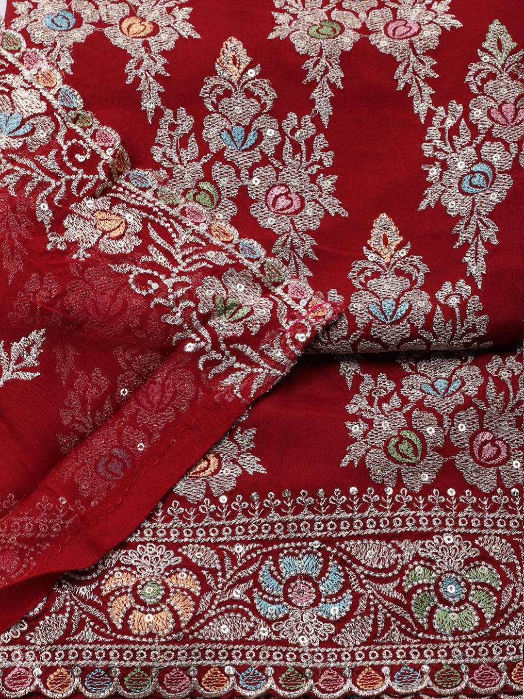 Embroirdred Oraganza Unstitched Suit With Dupatta