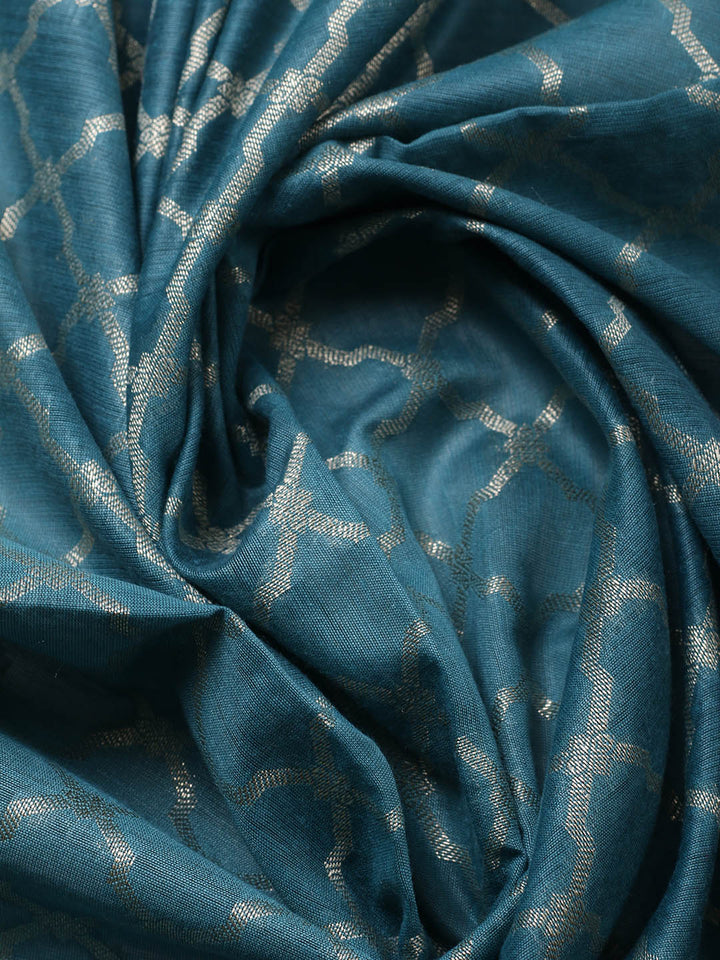 Banarasi Chanderi Unstitched Suit With Pant &amp; Dupatta