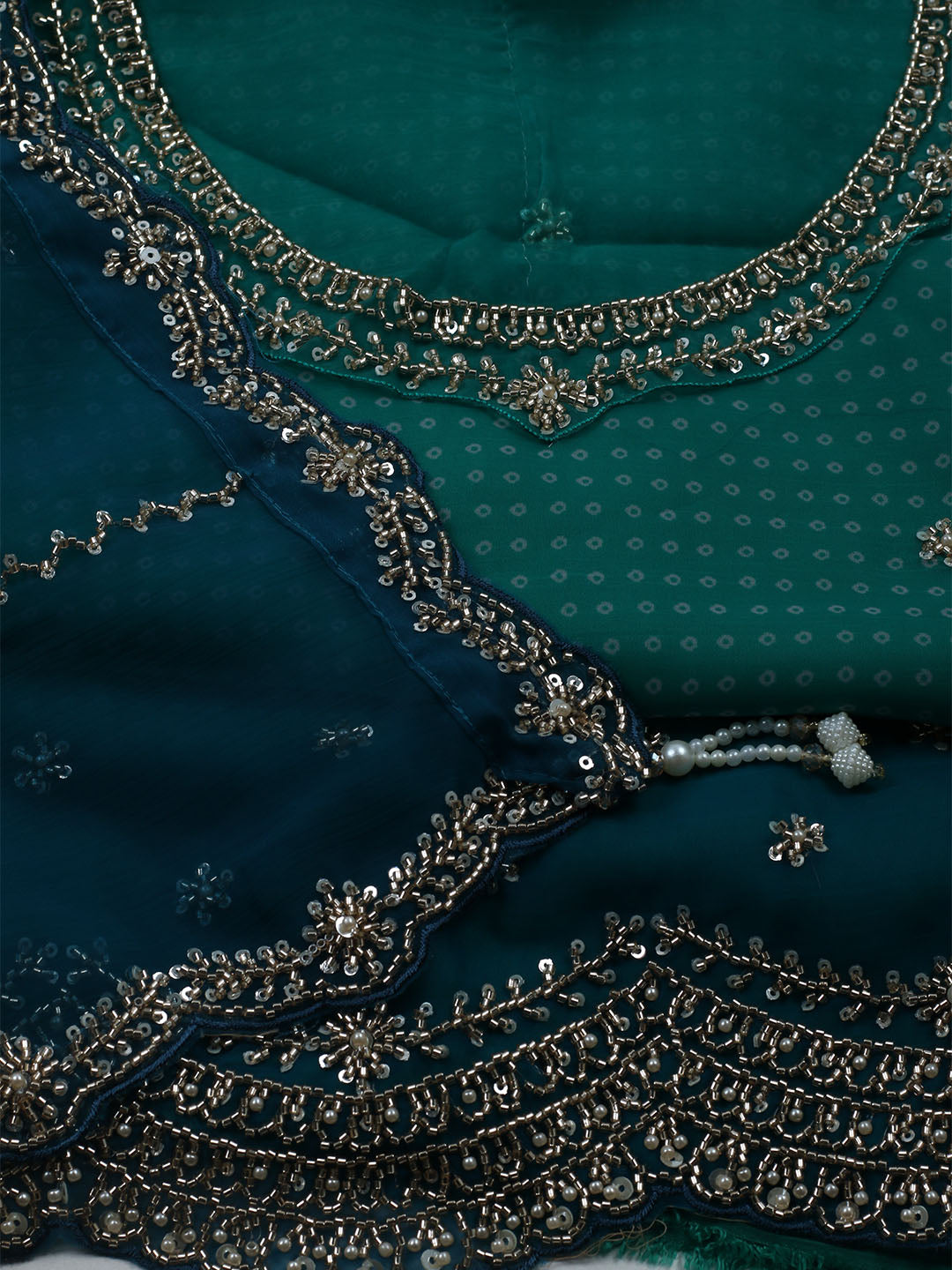 Embroidered Organza Unstitched Suit With Dupatta