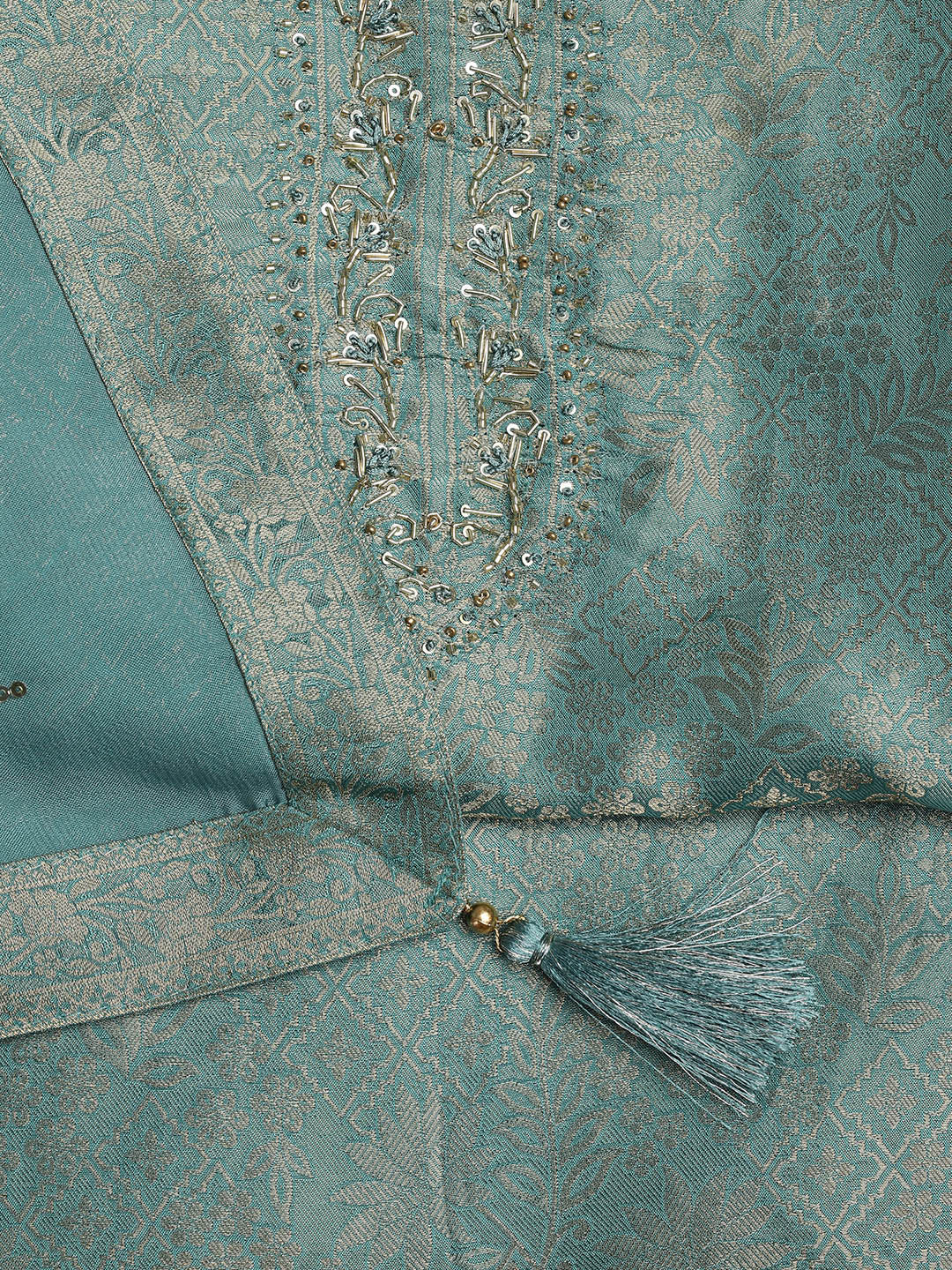 Zari Jaal Art Silk Unstitched Suit With Dupatta